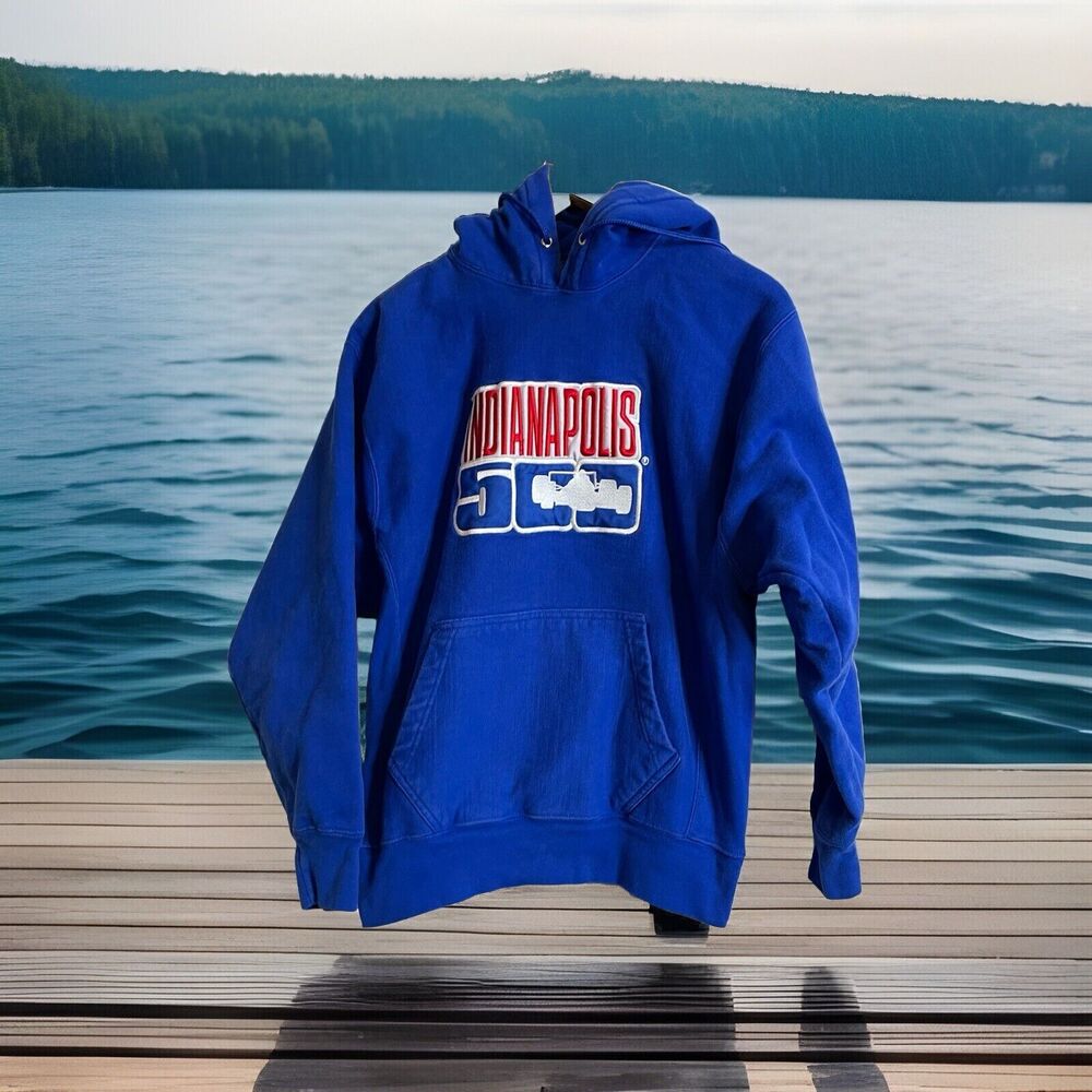 VTG Indianapolis 500 Blue Pullover Adult Small Indianapolis Speedway Hoodie Y2K